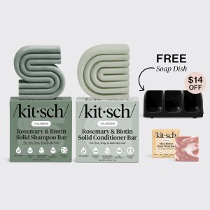 kitsch Volumizing Rosemary Black Self Draining Soap Dish Bundle